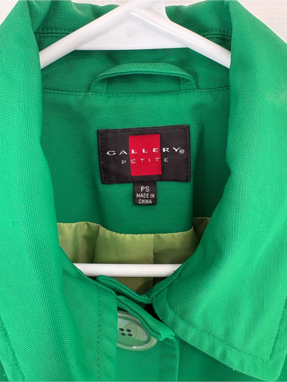 Gallery Bright Green Button-Front Rain Trench Coat - Picture 3 of 4